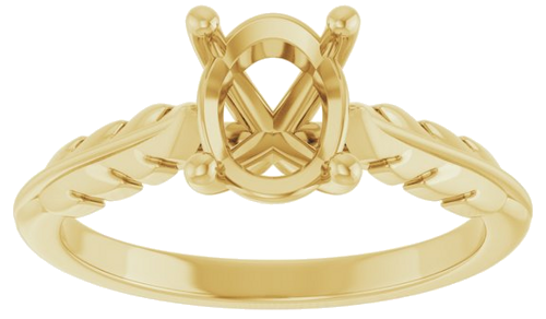 Sužadėtuvių Žiedas „Solitaire Leaf“ 14k yellow gold Oval 8mm x 6mm (3)