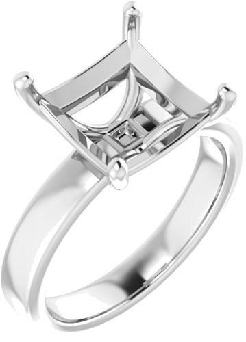 14K White 9 mm Square Solitaire Engagement Ring Mounting (1)