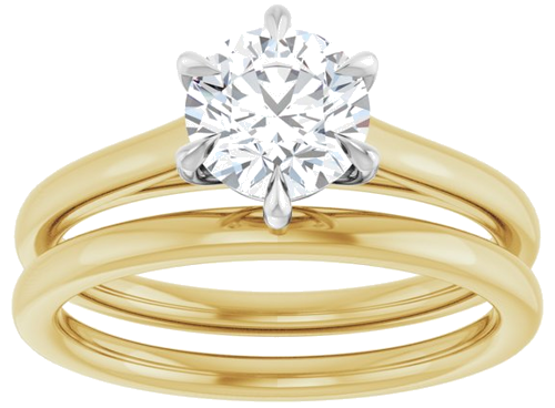 Sužadėtuvių Žiedas „Claw-Pong“ 14k yellow/white gold Round 6.5mm (8)