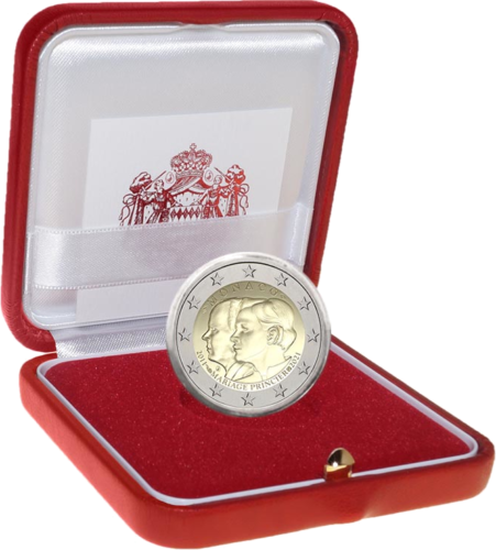 2021 Monako prinča Alberta un Šarlīnas kāzu gadadiena — 2 EUR PROOF  monēta (2)