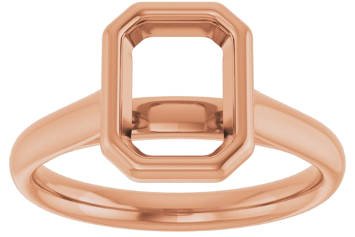 Sužadėtuvių Žiedas „Bezel-Set Solitaire“ 10k rose gold Emerald 8mm x 6mm (3)