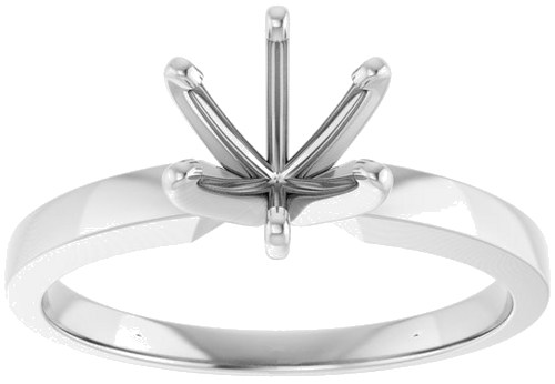 14K White 6-6.6 mm Round 6-Prong Solitaire Engagement Ring Mounting (3)