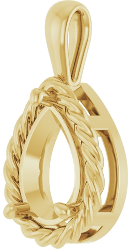 Pakabukas „Rope Solitaire Charm“ 14k yellow gold Pear 10mm x 7mm (2)
