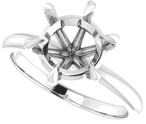 14K White 8.8 mm Round Solitaire Engagement Ring Mounting (5)