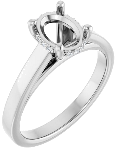 Sužadėtuvių Žiedas „Hidden Halo-Style“ 14k white gold Oval 8mm x 6mm (1)