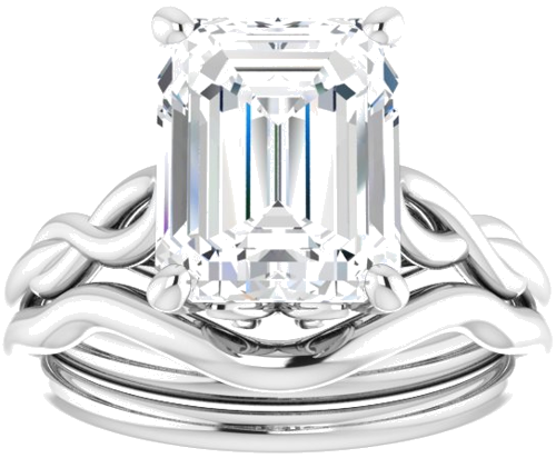 Sužadėtuvių Žiedas „Solitaire“ 585 Baltojo Aukso Emerald 10mm x 8mm (8)