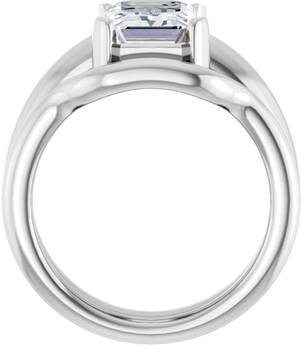 14K White 9 x 7 mm Emerald Half Bezel Solitaire Engagement Ring Mounting (7)