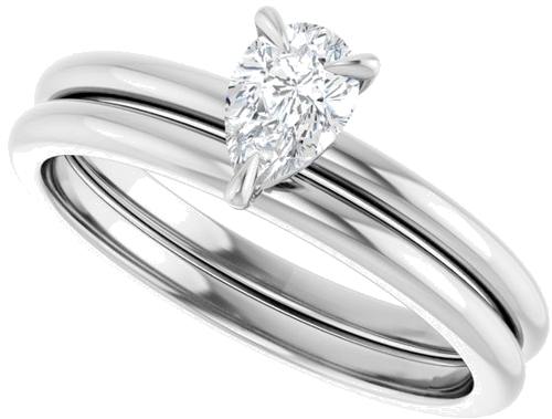 Sužadėtuvių Žiedas „Solitaire“ 14k white gold Pear 6mm x 4mm (10)