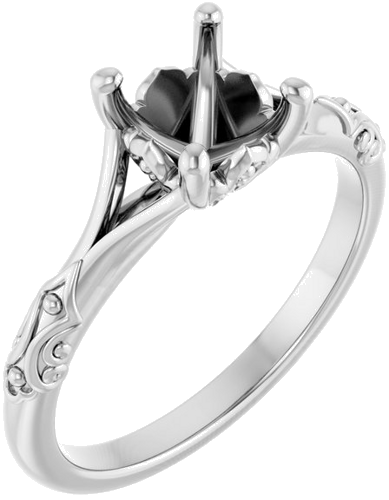 14K White 6.5 mm Round Solitaire Engagement Ring Mounting (1)