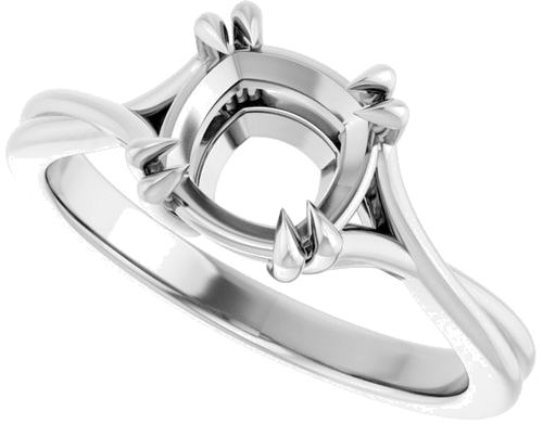 Platinum 7 mm Cushion Solitaire Engagement Ring Mounting (5)