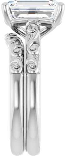 Sužadėtuvių Žiedas „Solitaire“ 14k white gold Emerald 10mm x 8mm (9)