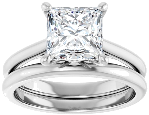 Sužadėtuvių Žiedas „Solitaire“ 585 Baltojo Aukso Square 7mm (8)