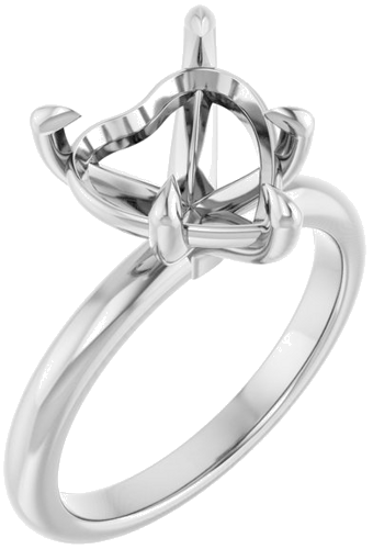 14K White 10x10 mm Heart Solitaire Engagement Ring Mounting (1)