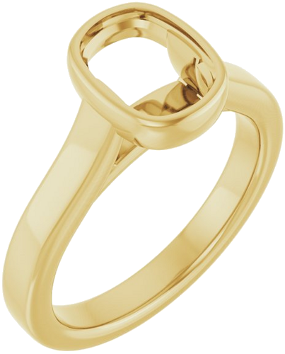 Sužadėtuvių Žiedas „Bezel-Set Solitaire“ 14k yellow gold Elongated Cushion 8mm x 6mm (1)