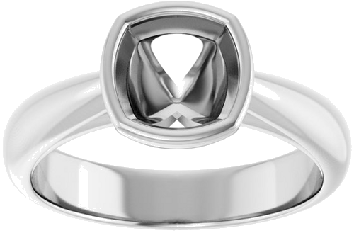 Sužadėtuvių Žiedas „Bezel-Set Solitaire“ 14k white gold Cushion 6.5mm (3)