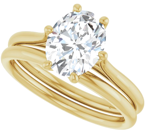 Sužadėtuvių Žiedas „Solitaire“ 585 Geltonojo Aukso Oval 9mm x 7mm (10)