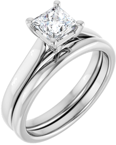 Sužadėtuvių Žiedas „Solitaire“ 585 Baltojo Aukso Square 5mm (6)