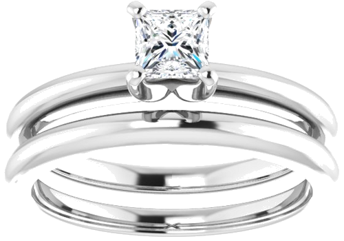 Sužadėtuvių Žiedas „Solitaire“ 585 Baltojo Aukso Square 4mm (8)