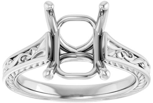 Sužadėtuvių Žiedas „Solitaire Scroll“ 14k white gold Emerald 10mm x 8mm (3)