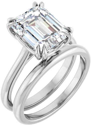 Sužadėtuvių Žiedas „Double Claw-Prong“ 10k white gold Emerald 10mm x 8mm (6)