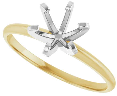 14K Yellow White 6.0-6.6 mm Round 6-Prong Solitaire Engagement Ring Mounting (5)