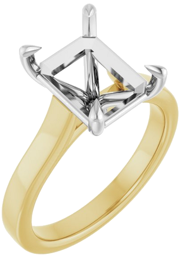 Sužadėtuvių Žiedas „Claw-Prong“ 14k yellow/white gold Emerald 10mm x 8mm (1)