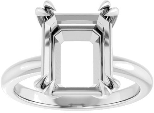 Sužadėtuvių Žiedas „Double Claw-Prong Solitaire“ 14k white gold Emerald 11mm x 9mm (3)