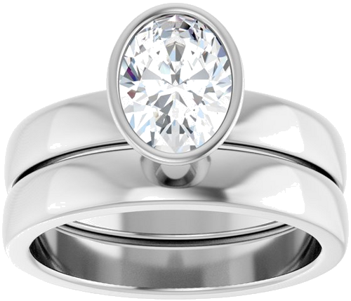 Sužadėtuvių Žiedas „Bezel-Set Solitaire“ 14k white gold Oval 8mm x 6mm (8)
