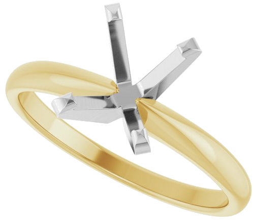 14K Yellow White 9 x 7 mm Oval Solitaire Engagement Ring Mounting (5)