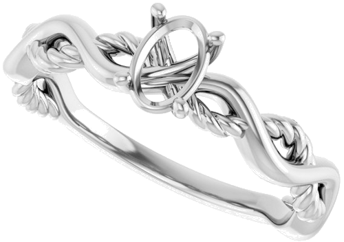 Sužadėtuvių Žiedas „Solitaire Infinity-Inspired“ 14k white gold Oval 6mm x 4mm (5)