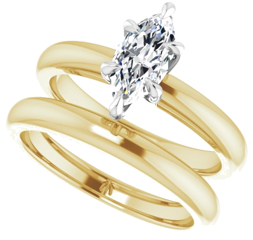 Sužadėtuvių Žiedas „Claw-Prong Solitaire“ 14k yellow/white gold Marquise 9mm x 4.5mm (10)