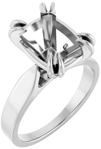 Sužadėtuvių Žiedas „Double Claw-Prong Solitaire“ 14k white gold Elongated Cushion 11mm x 9mm (1)