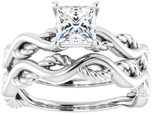 14K White  5 mm Square Solitaire Engagement Ring Mounting (8)