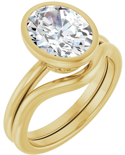 Sužadėtuvių Žiedas „Bezel-Set“ 14k yellow gold Oval 10mm x 8mm (6)