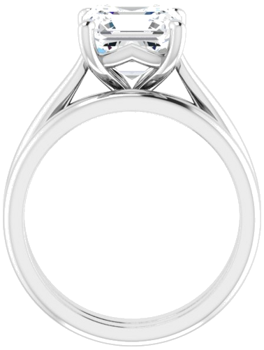 14K White 8 mm Asscher Solitaire Engagement Ring Mounting (7)