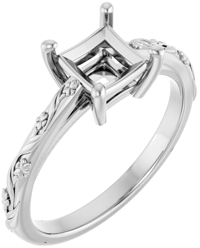 Sužadėtuvių Žiedas „Solitaire“ 14k white gold Square 5.5mm (1)