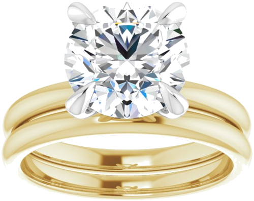 14K Yellow White 9 mm Round Engagement Ring Mounting (8)