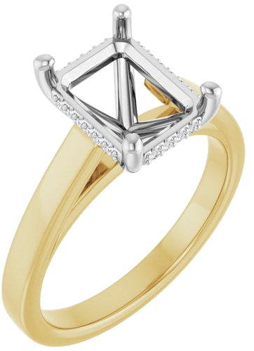 Sužadėtuvių Žiedas „Hidden Halo-Style“ 14k yellow/white gold Emerald 9mm x 7mm (1)