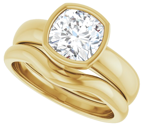 Sužadėtuvių Žiedas „Bezel-Set Solitaire“ 14k yellow gold Cushion 7mm (10)