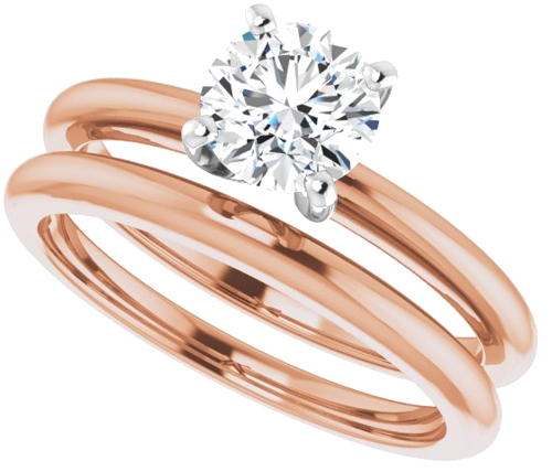 Sužadėtuvių Žiedas „Solitaire“ 585 Baltojo Ir Rožinis Aukso Round 6mm (10)