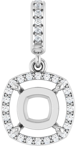 Pakabukas „Accented Halo-Style“ 14k white gold Cushion 7mm (1)