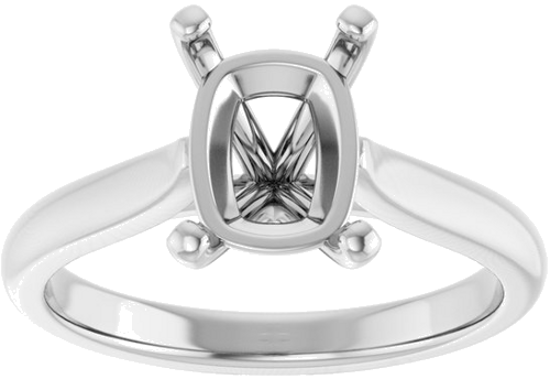 Sužadėtuvių Žiedas 14k white gold Elongated Cushion 9mm x 7mm (3)