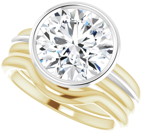 Sužadėtuvių Žiedas „Bezel-Set Solitaire“ 14k yellow/white gold Round 10mm (10)