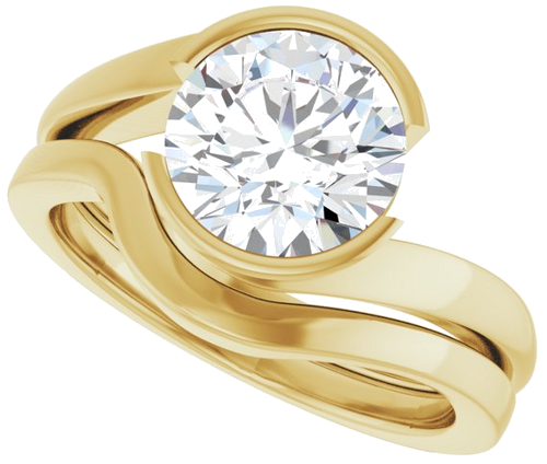 Sužadėtuvių Žiedas „Half-Bezel Solitaire“ 14k yellow gold Round 8.2mm (10)