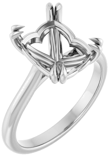 14K White 10x8 mm Emerald Solitaire Engagement Ring Mounting (1)