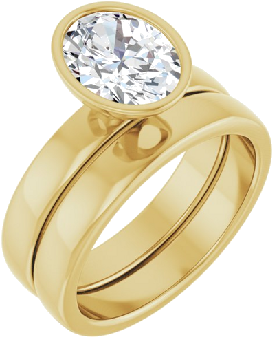 Sužadėtuvių Žiedas „Bezel-Set Solitaire“ 14k yellow gold Oval 9mm x 7mm (6)