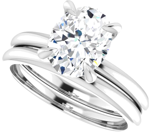 Sužadėtuvių Žiedas „Solitaire“ 417 Baltojo Aukso Oval 9mm x 7mm (10)