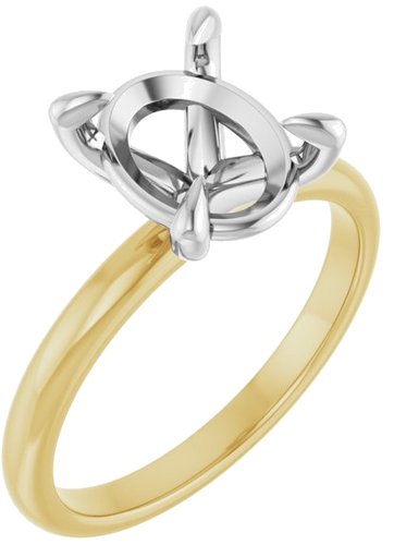 Sužadėtuvių Žiedas „Solitaire“ 585 Baltojo Ir Geltonojo Aukso Oval 10mm x 8mm (1)