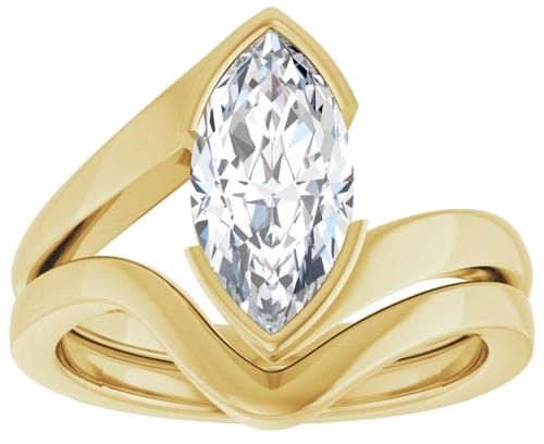 Sužadėtuvių Žiedas „Half-Bezel Solitaire“ 14k yellow gold Marquise 12mm x 6mm (8)