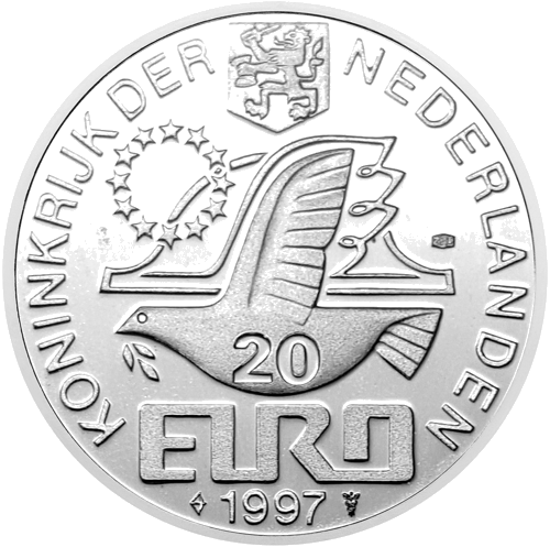 1997 Nyderlandai Johan van Oldenbarnevelt 20 eurų sidabrinė moneta (2)